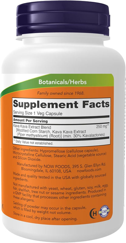 NOW Foods Kava Kava Extract, 250 mg, 30% Kavalactones, 120 Veg Capsules